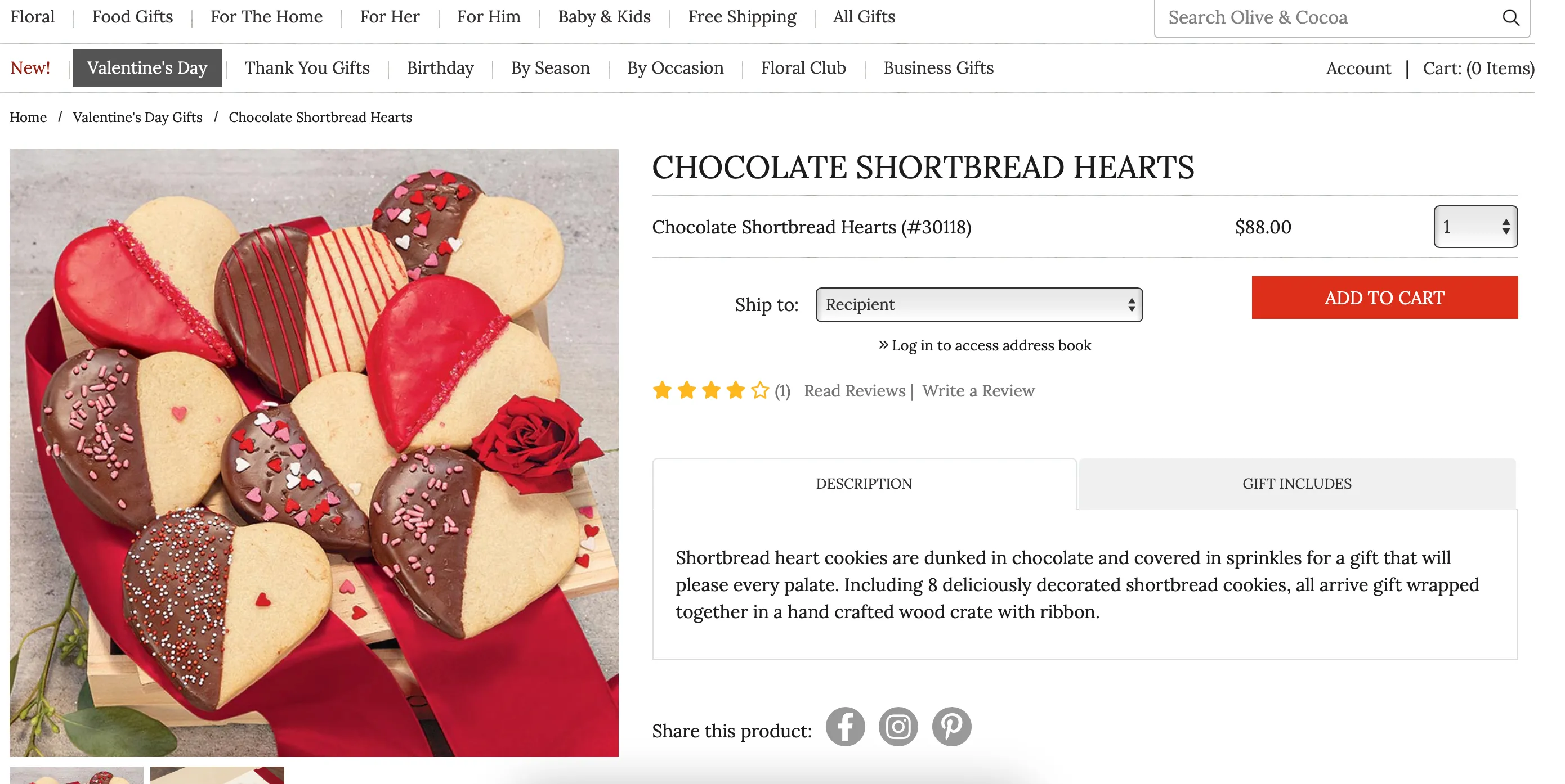 Trang chủ Olive &amp; Cocoa nổi bật với các giỏ quà Valentine sang trọng và cao cấp.