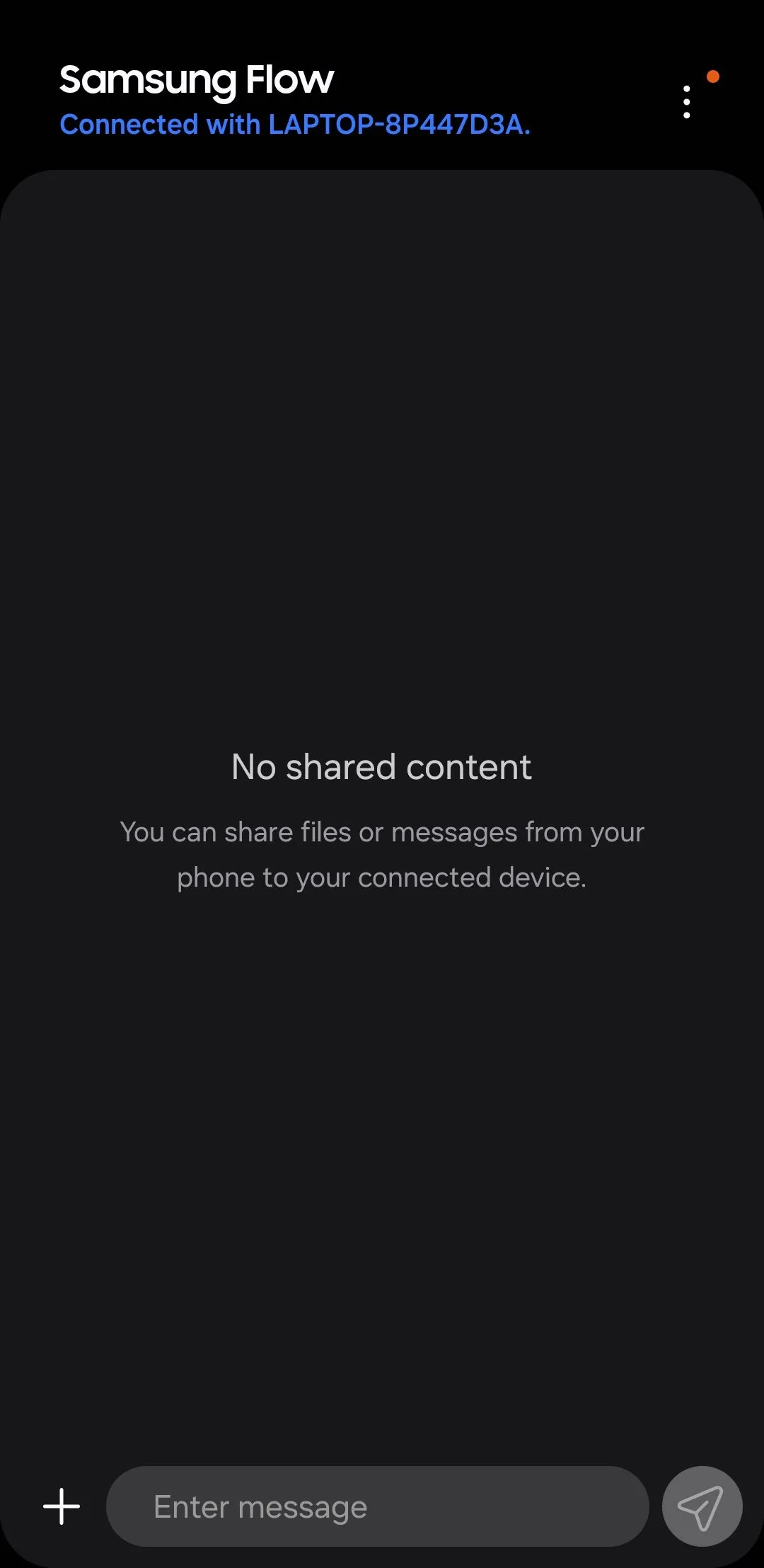 Trang chủ ứng dụng Samsung Flow trên điện thoại Galaxy hiển thị các tính năng kết nối