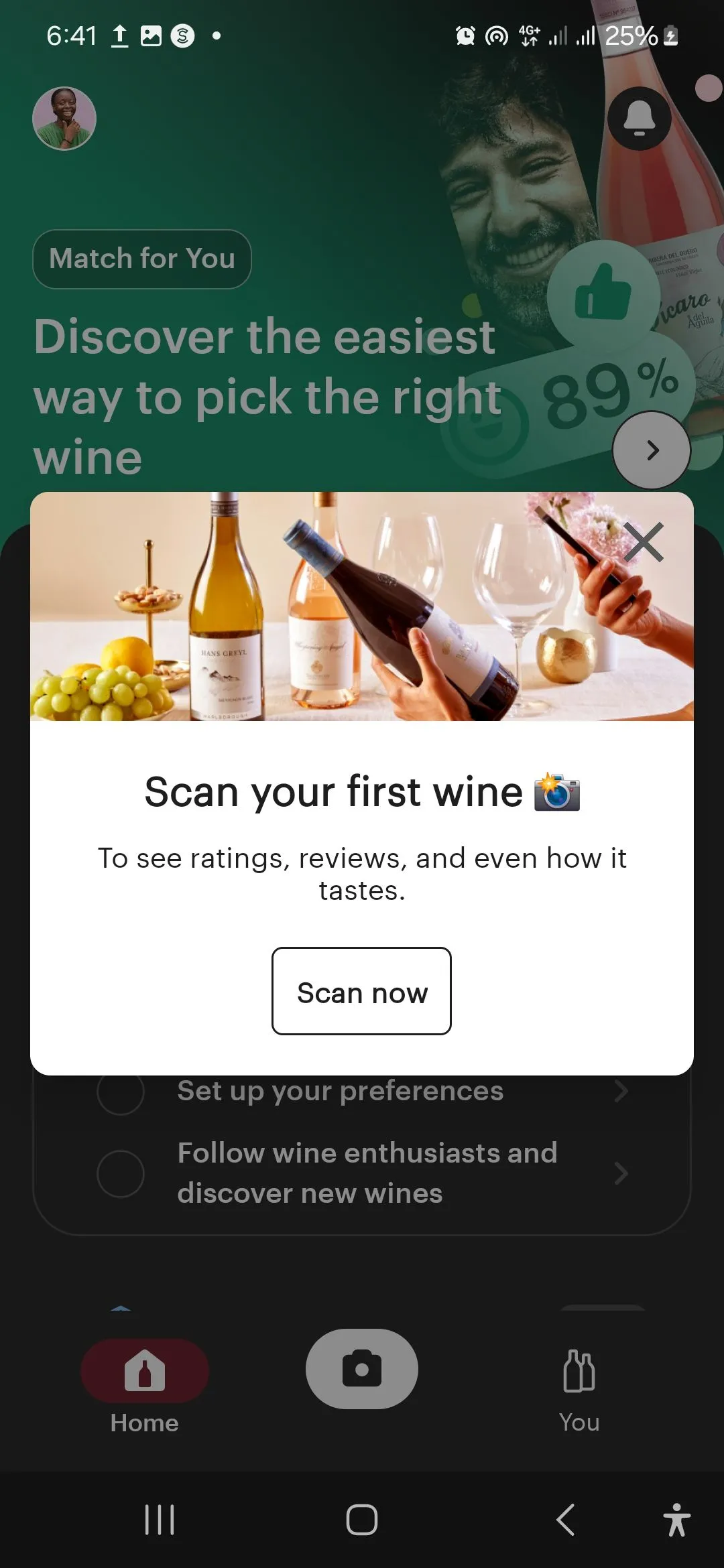 Trang chủ Vivino trên điện thoại di động