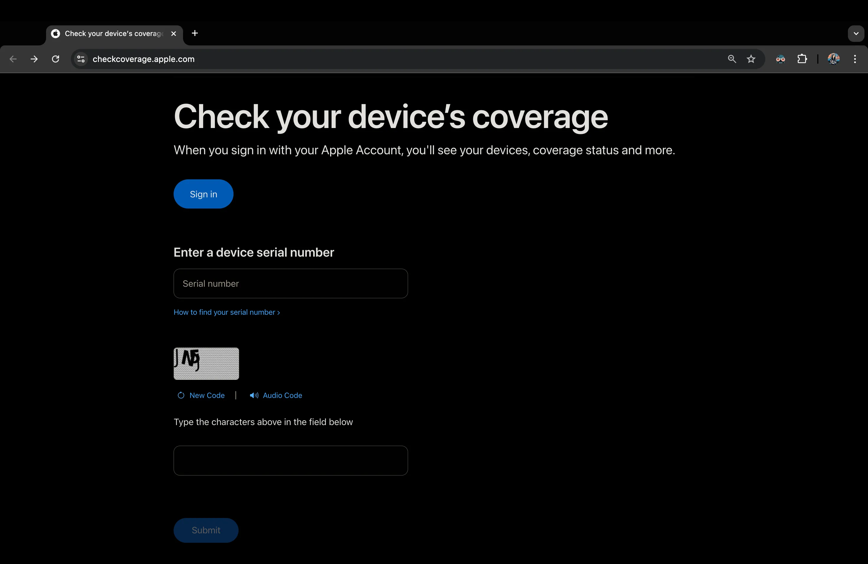 Trang Kiểm tra Phạm vi Bảo hành của Apple, nơi người dùng nhập số serial AirPods để xác định chính xác đời máy và tình trạng bảo hành.
