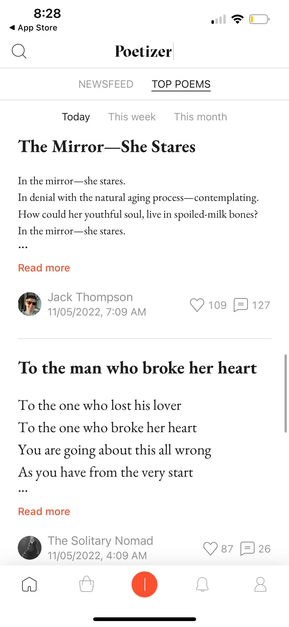 Trang thơ hàng ngày nổi bật trong ứng dụng Poetizer