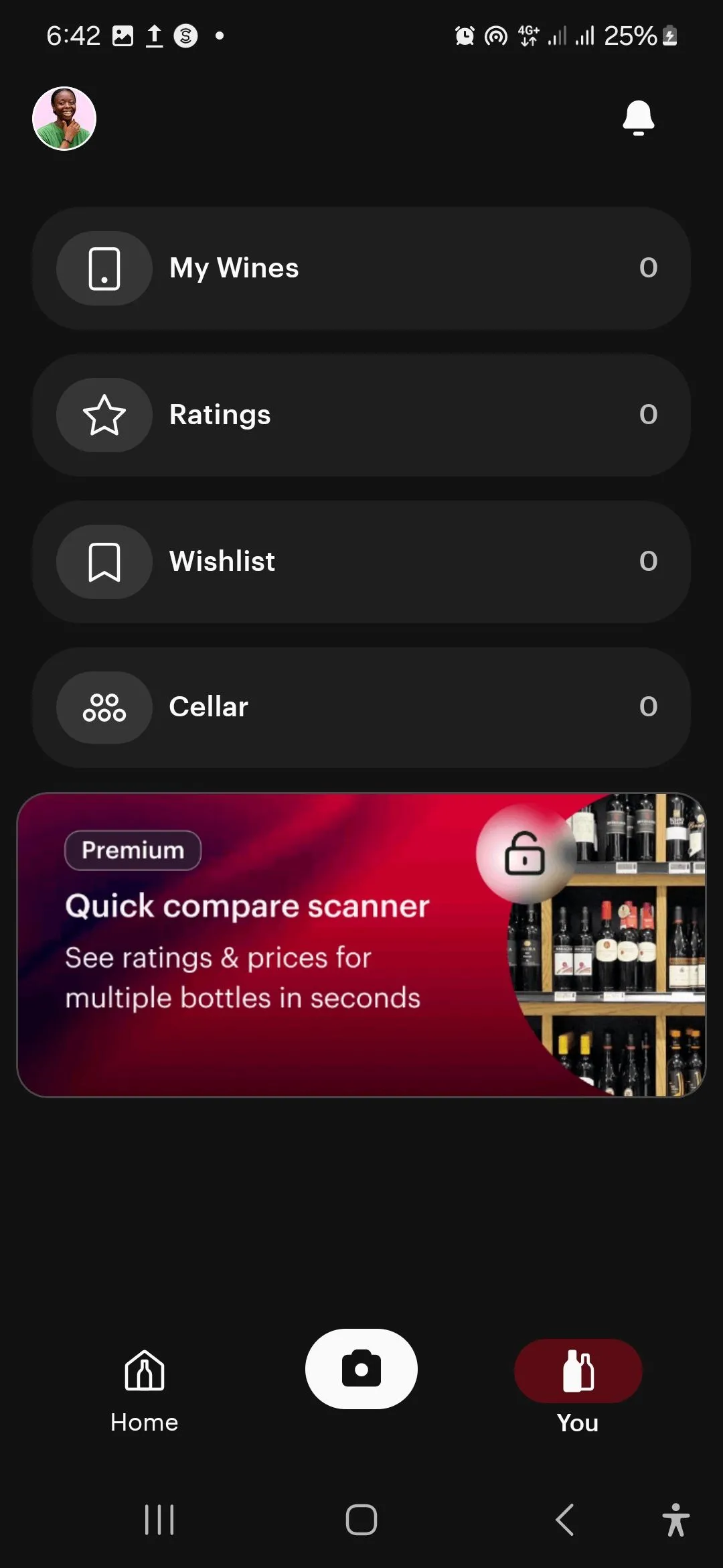 Trang &quot;You&quot; trên ứng dụng Vivino hiển thị đánh giá và sở thích rượu của người dùng