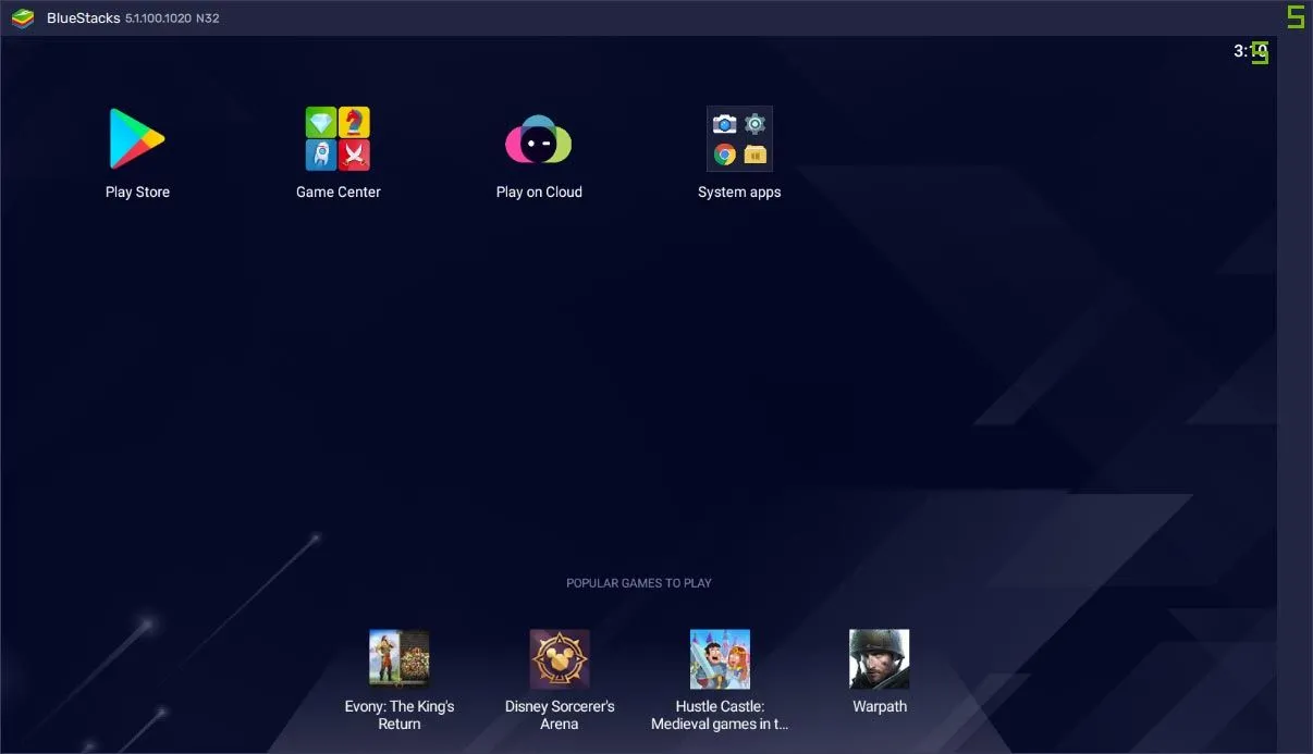Trình giả lập BlueStacks chạy ứng dụng Android trên Windows 10, minh họa khả năng hỗ trợ ứng dụng đa nền tảng cho laptop Android.
