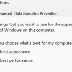Tùy chỉnh cài đặt hiệu ứng hình ảnh trong cửa sổ Tùy chọn Hiệu suất Windows.