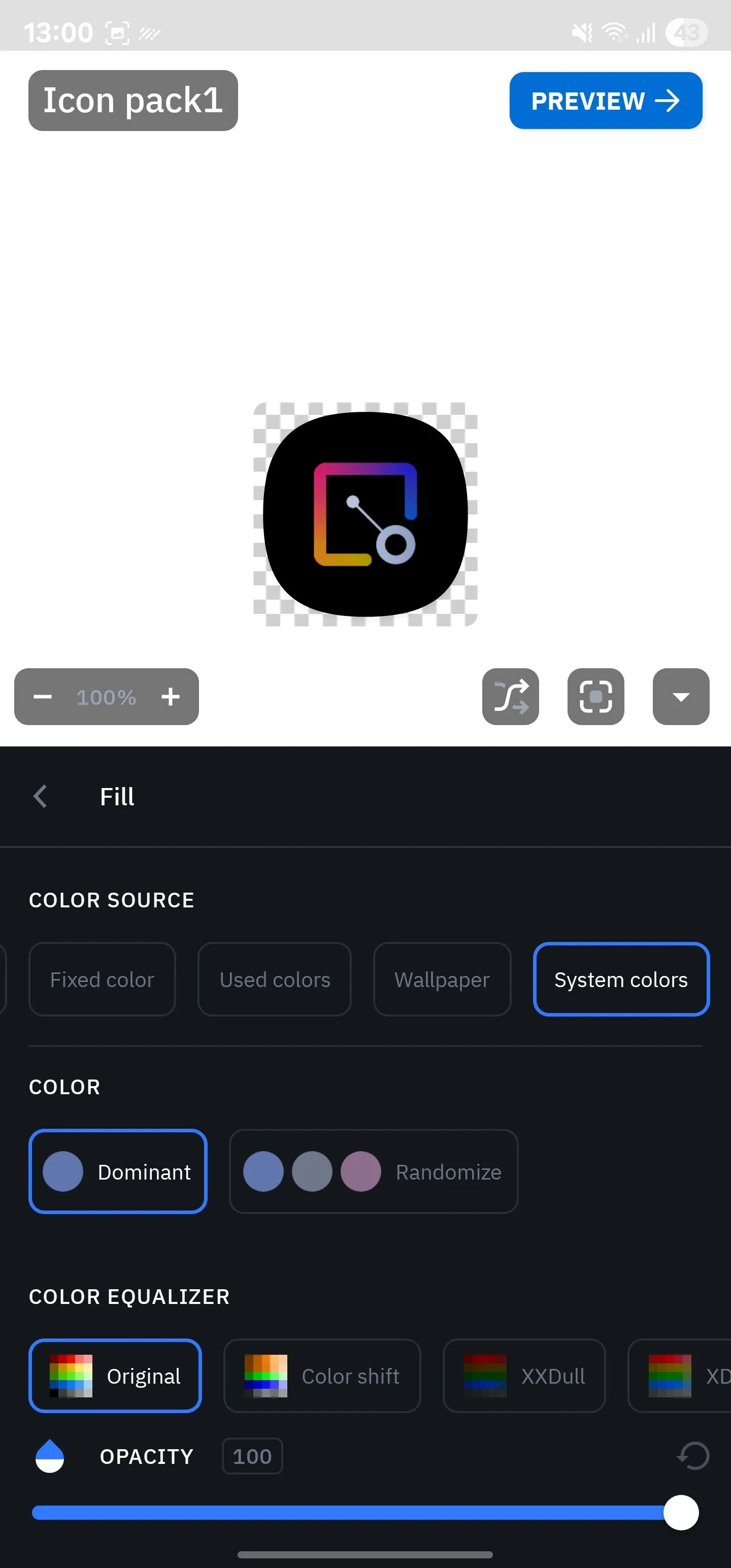 Tùy chỉnh màu sắc biểu tượng trong Icon Pack Studio của Smart Launcher