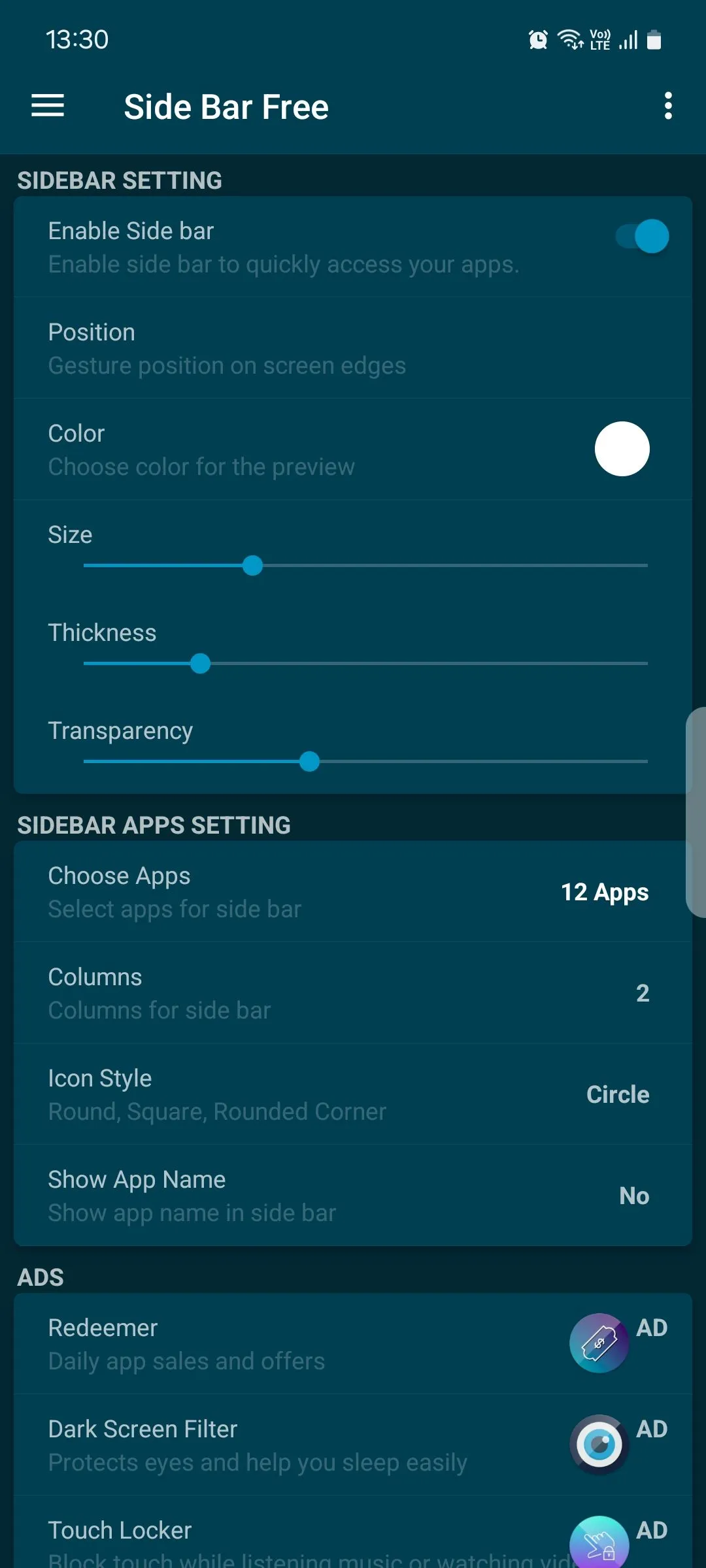 Tùy chỉnh ứng dụng Side Bar cho màn hình cạnh
