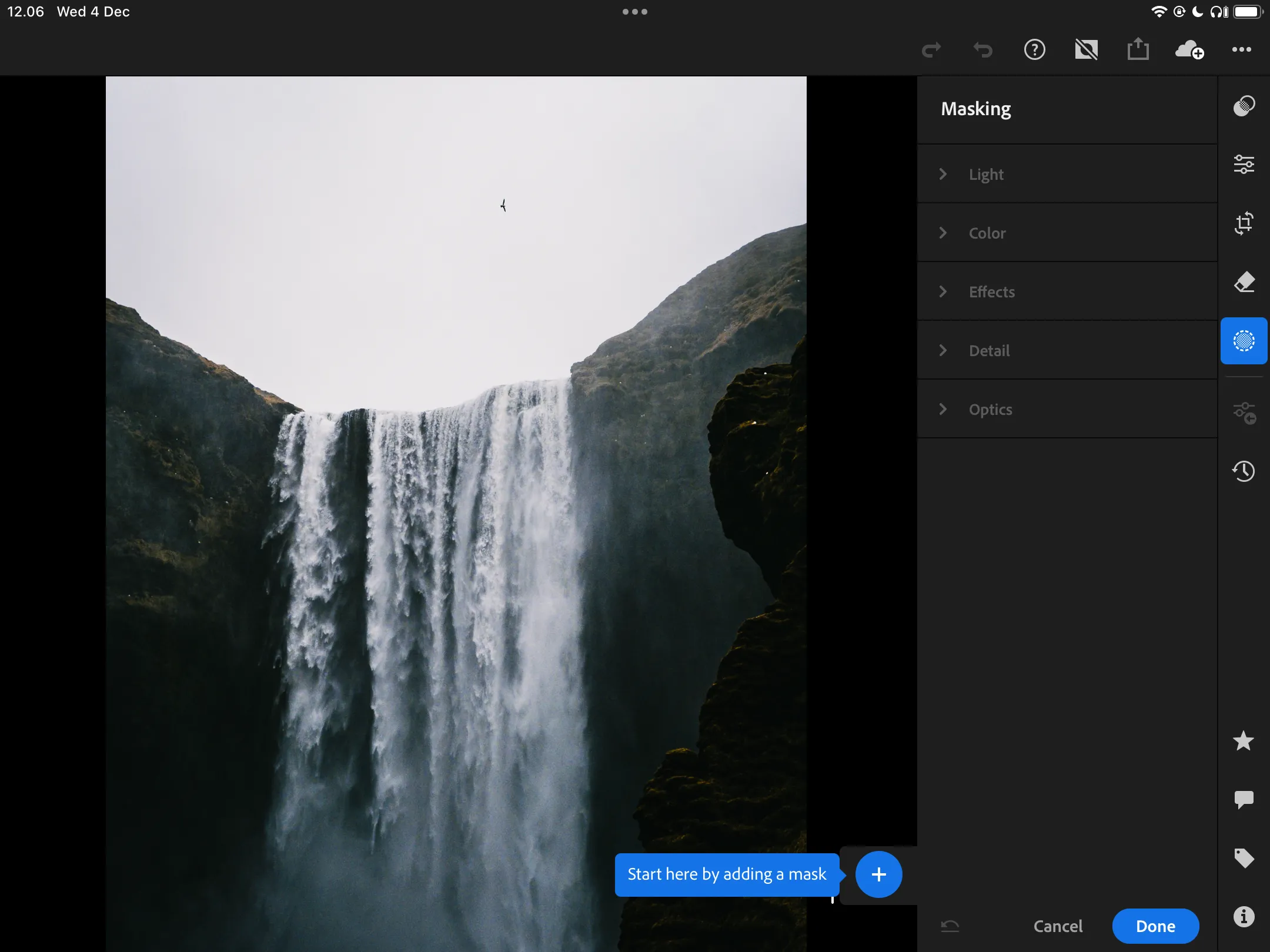 Tùy chọn các phiên bản chỉnh sửa khác nhau trong ứng dụng Adobe Lightroom CC trên di động