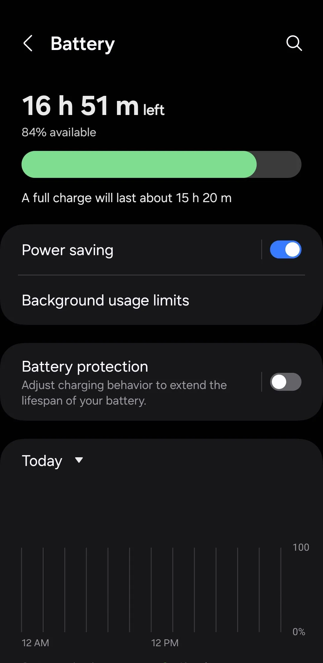 Tùy chọn Chế độ tiết kiệm pin trong cài đặt pin của Android