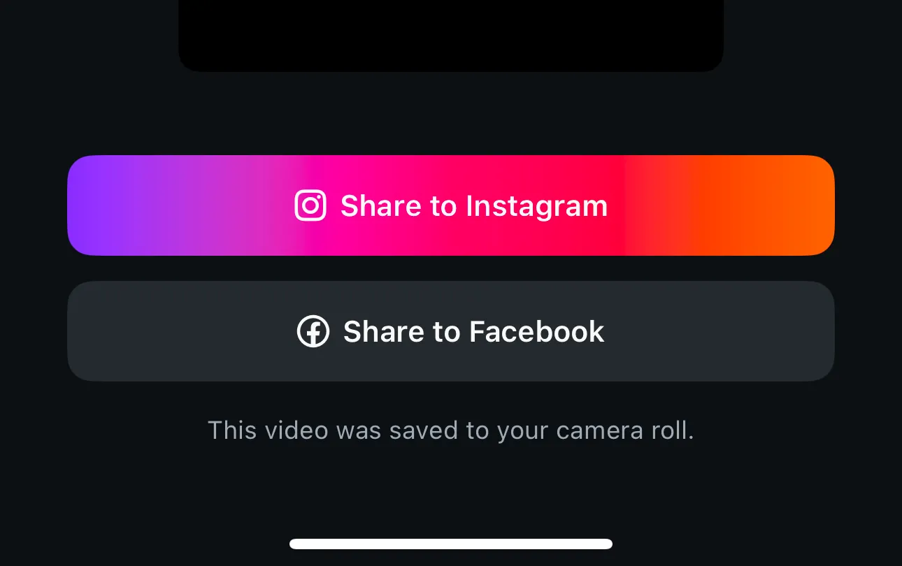 Tùy chọn chia sẻ video trực tiếp lên Instagram và Facebook sau khi chỉnh sửa xong trong ứng dụng Edits