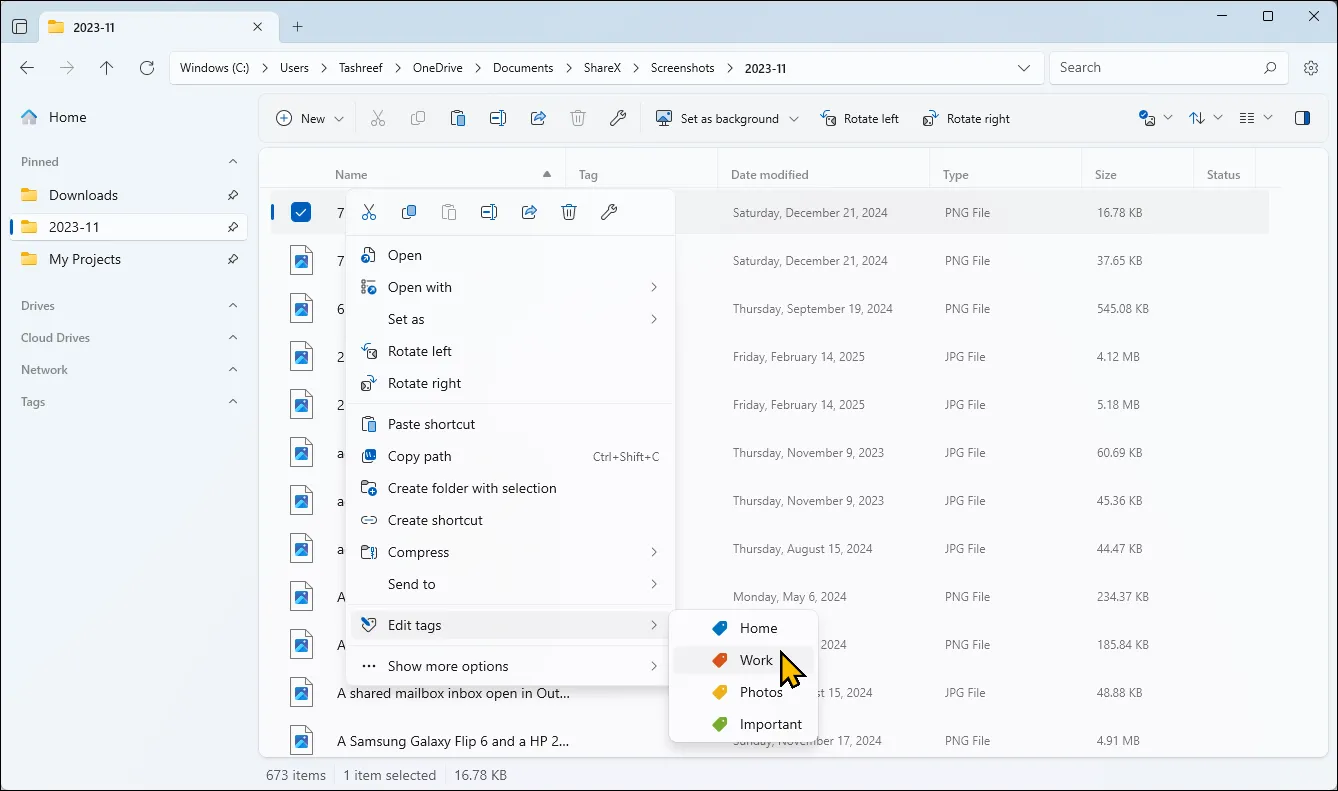 Tùy chọn chỉnh sửa thẻ tệp trong Windows 11