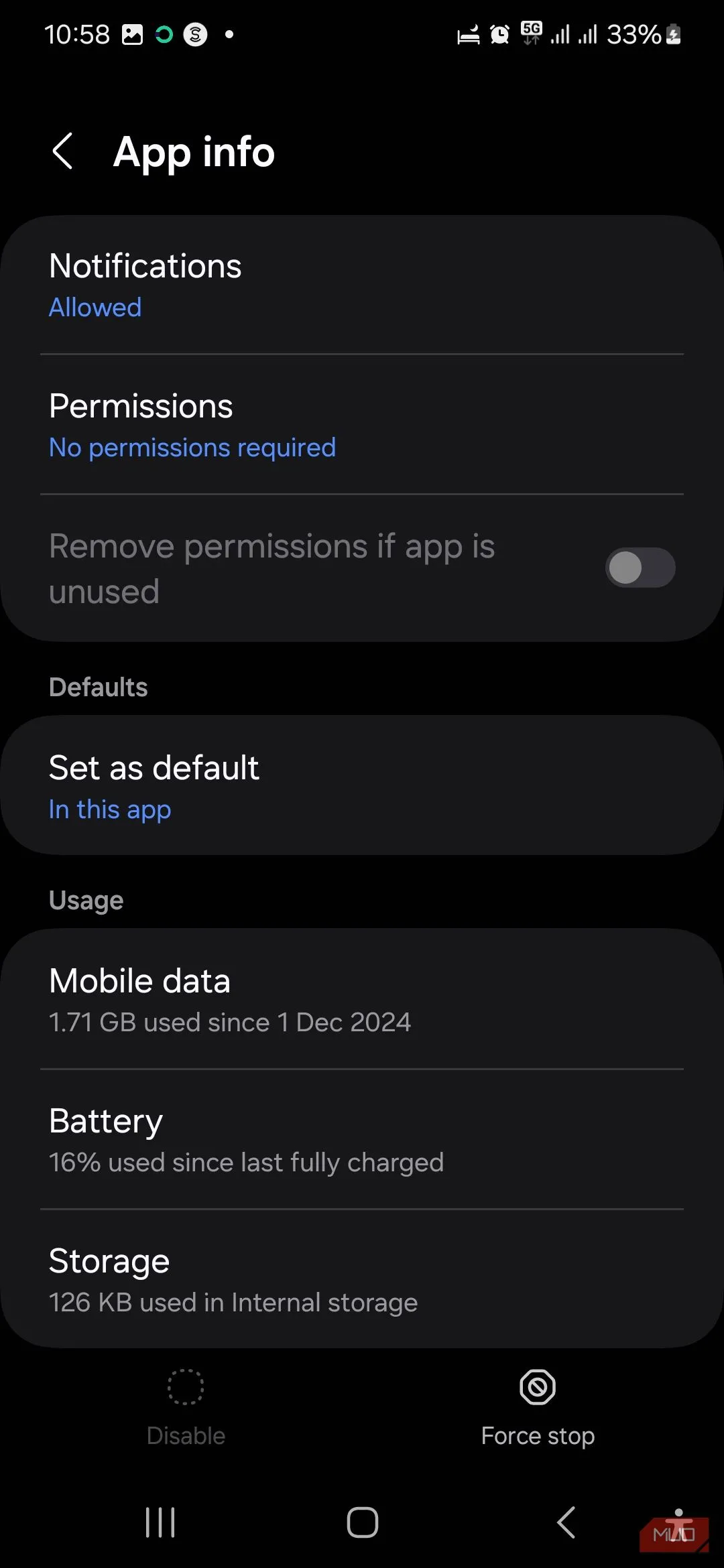 Tùy chọn Lưu trữ của USBSettings trong danh sách ứng dụng hệ thống để xóa bộ nhớ đệm