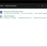 Tùy chọn Mạng và Internet trong Control Panel trên Windows 11 để truy cập cài đặt Internet Options