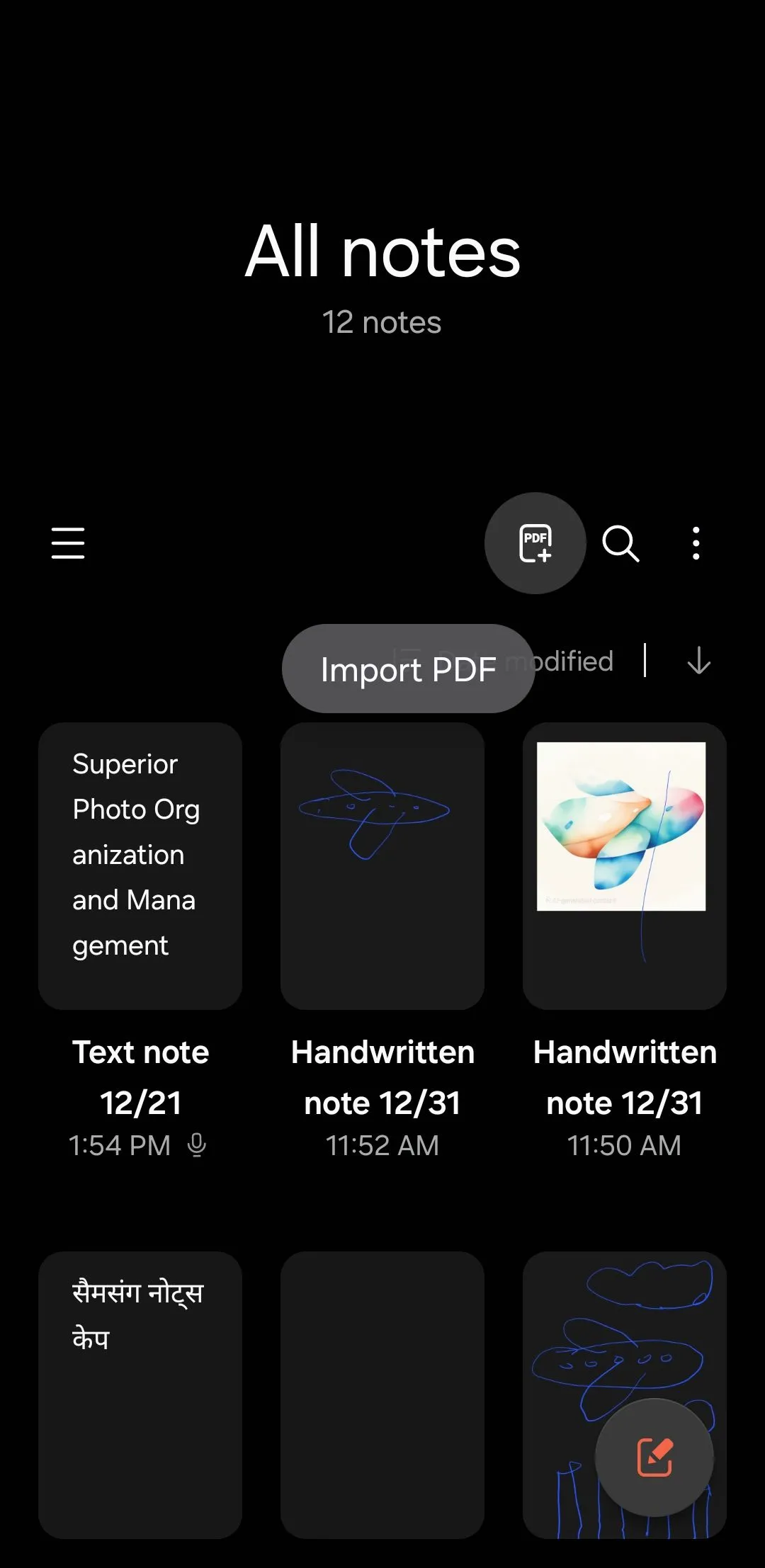 Tùy chọn nhập tệp PDF để chú thích trực tiếp trong ứng dụng Samsung Notes