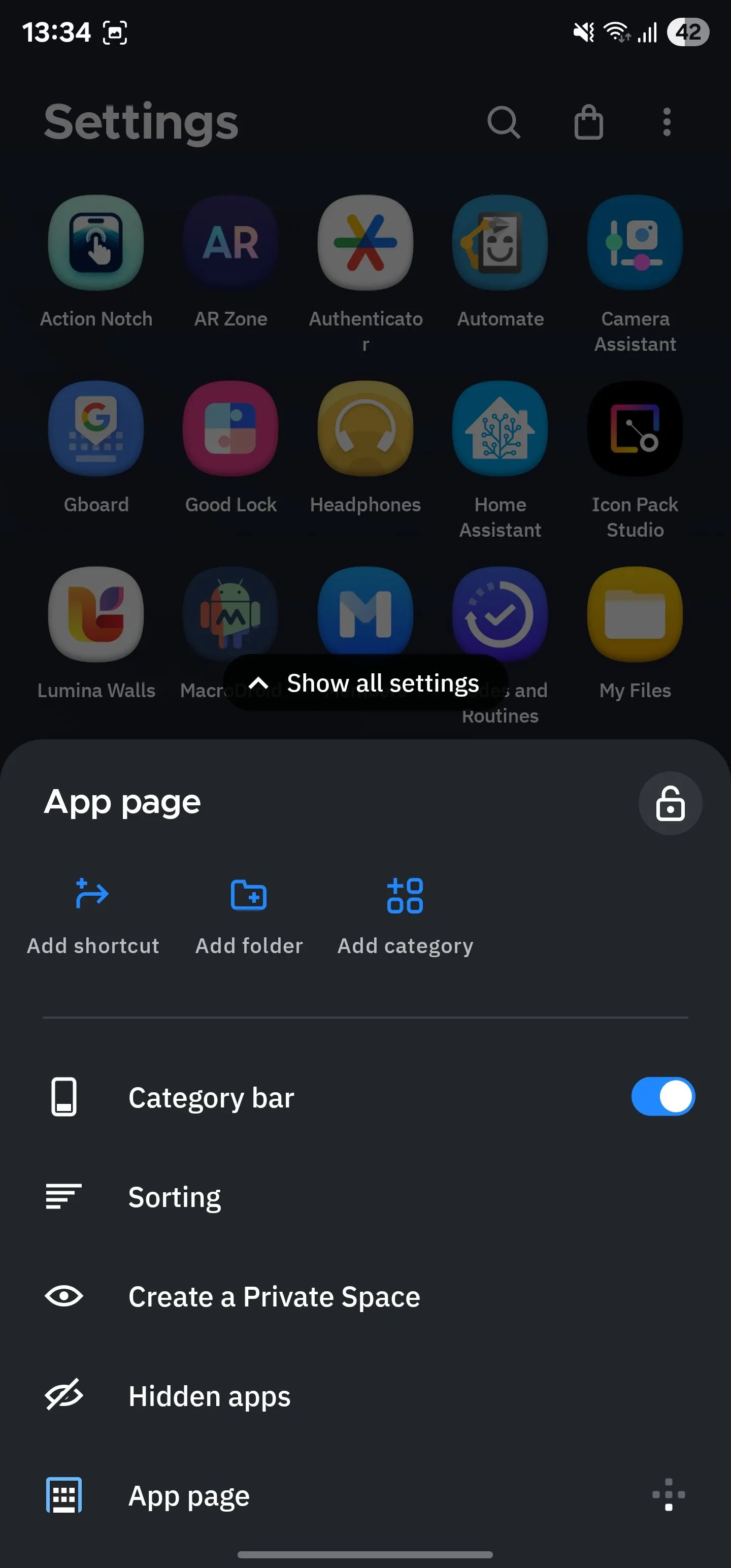 Tùy chọn tùy chỉnh ngăn kéo ứng dụng trong Smart Launcher với các danh mục tự động hóa