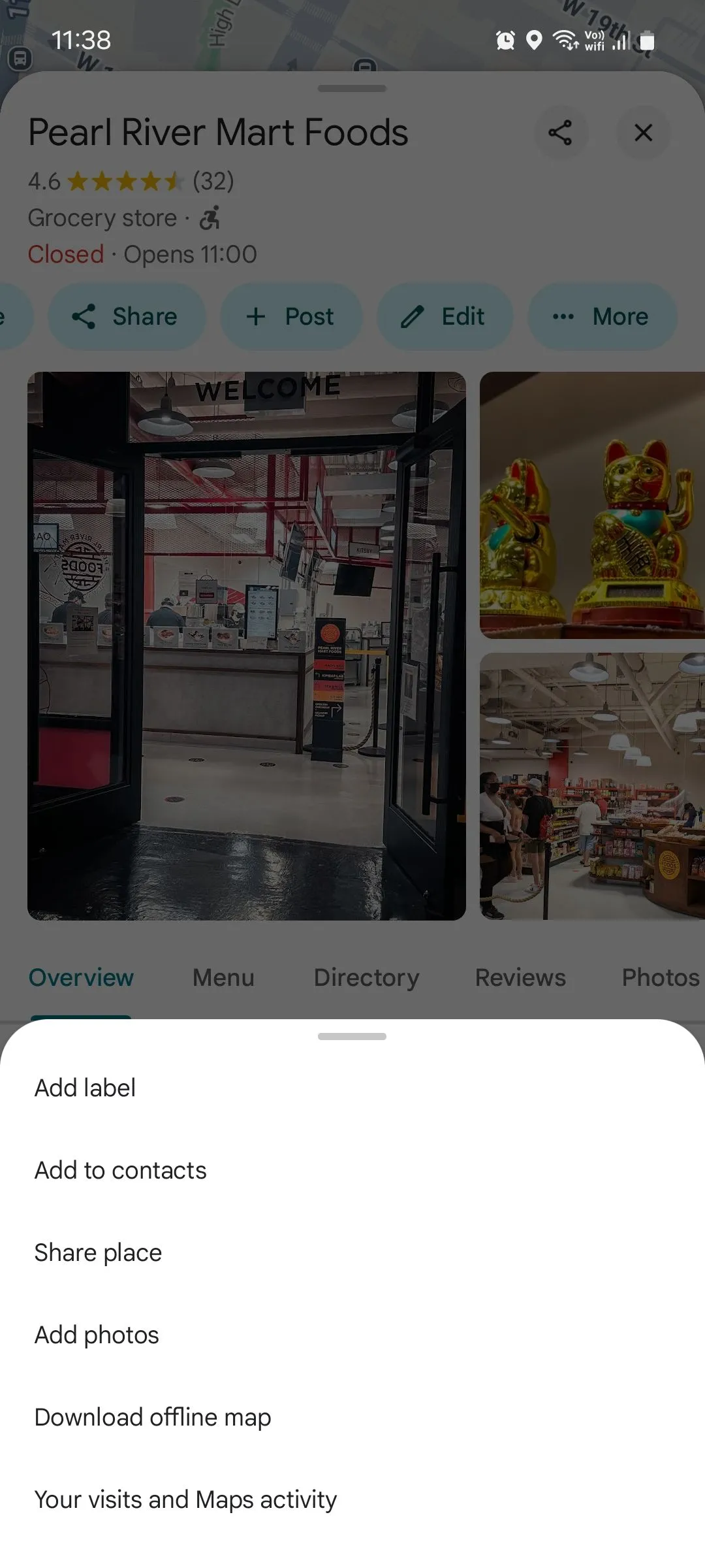 Tùy chọn vị trí trên Google Maps để thêm nhãn