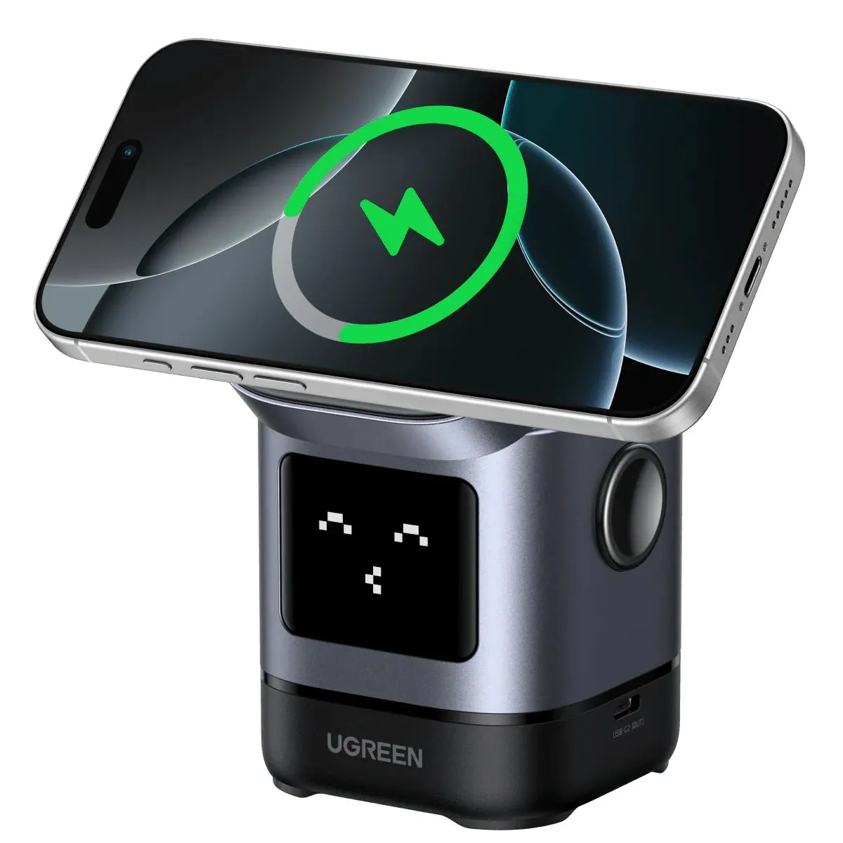 Ugreen Uno 2-in-1 Magnetic Wireless Charging Station 15W – Đế sạc không dây từ tính đa năng cho iPhone và AirPods.