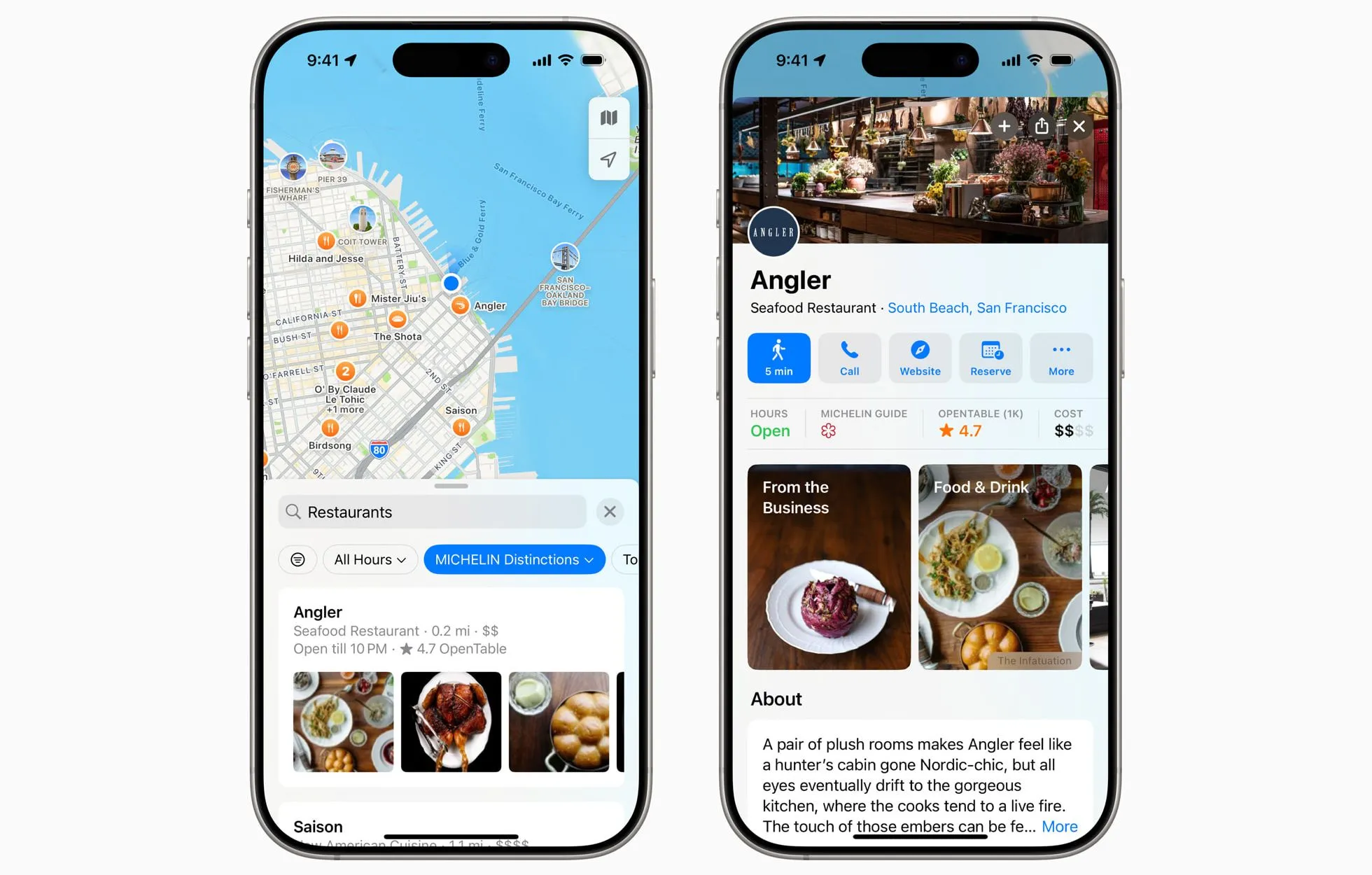Ứng dụng Apple Maps hiển thị danh sách các nhà hàng đạt chuẩn Michelin Guide cùng thông tin chi tiết
