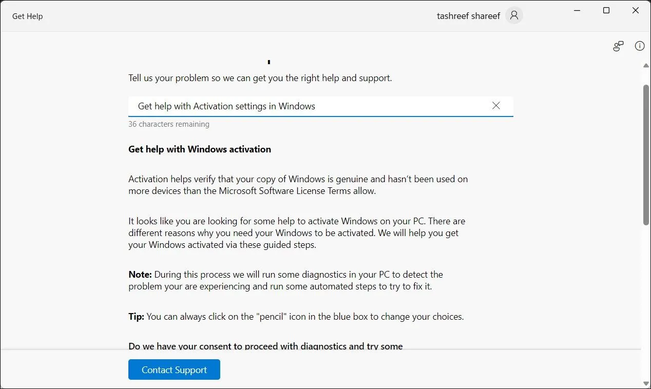 Ứng dụng Get Help trên Windows 11 cung cấp tùy chọn liên hệ hỗ trợ