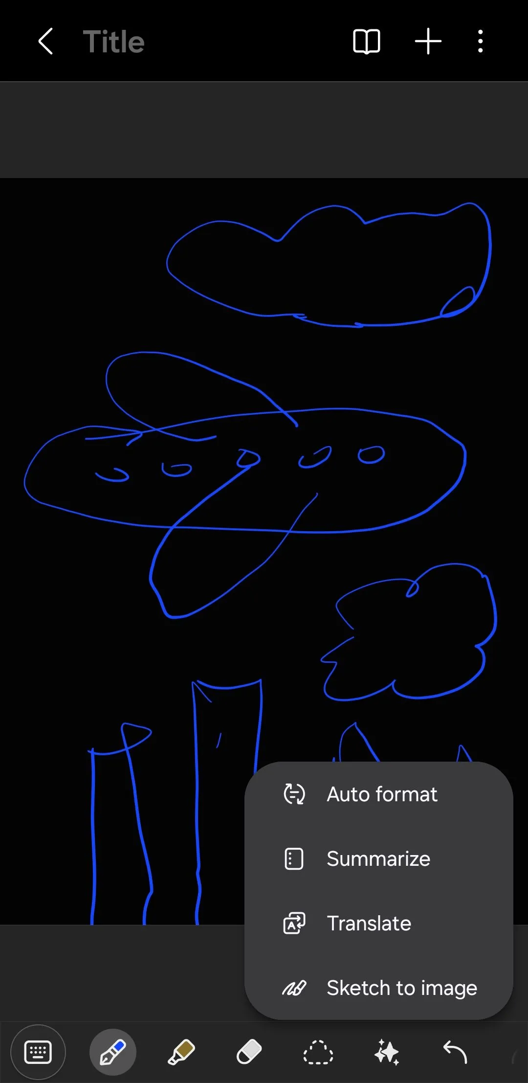 Ứng dụng Samsung Notes với tùy chọn phác thảo thành hình ảnh