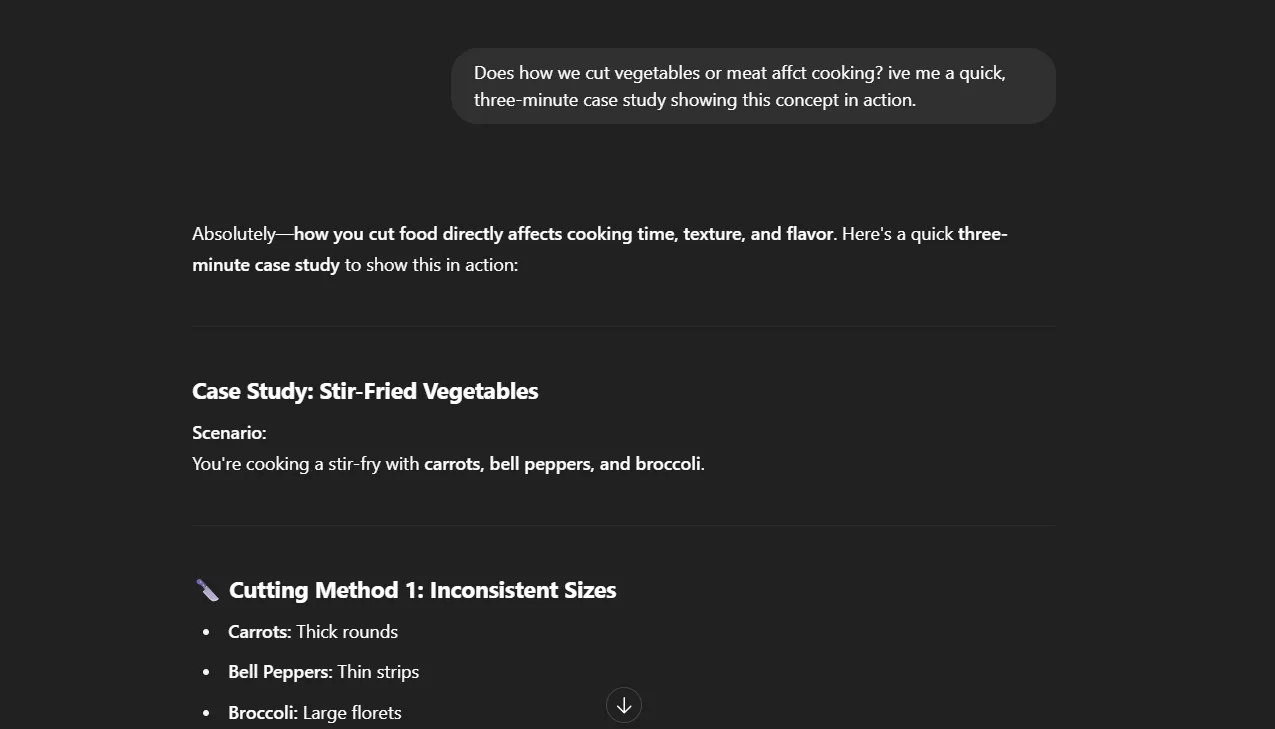 Ví dụ case study về một khái niệm được ChatGPT trình bày để áp dụng kiến thức.
