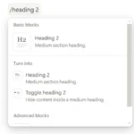 Ví dụ cú pháp lệnh để thêm tiêu đề cấp 2 trong Notion