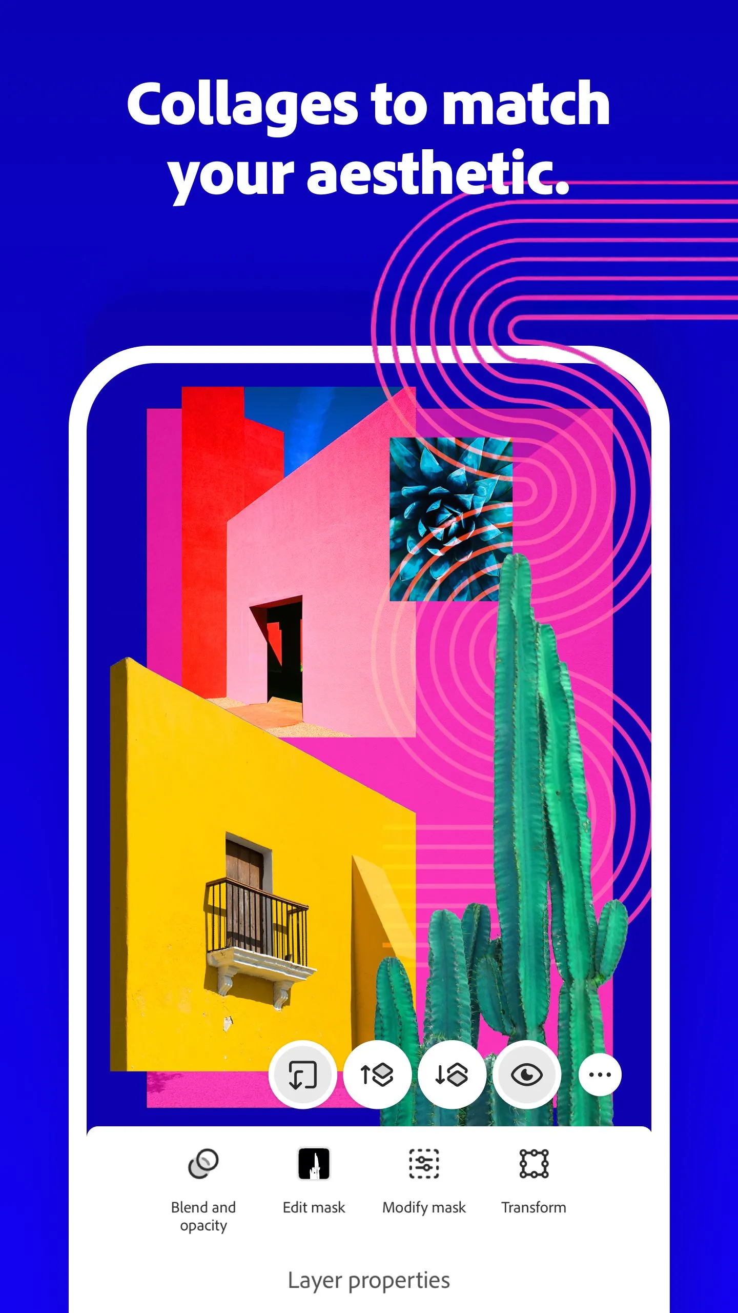 Ví dụ tạo ảnh cắt dán (collage) trực tiếp trên giao diện Photoshop Mobile, thể hiện tính năng ghép ảnh di động.