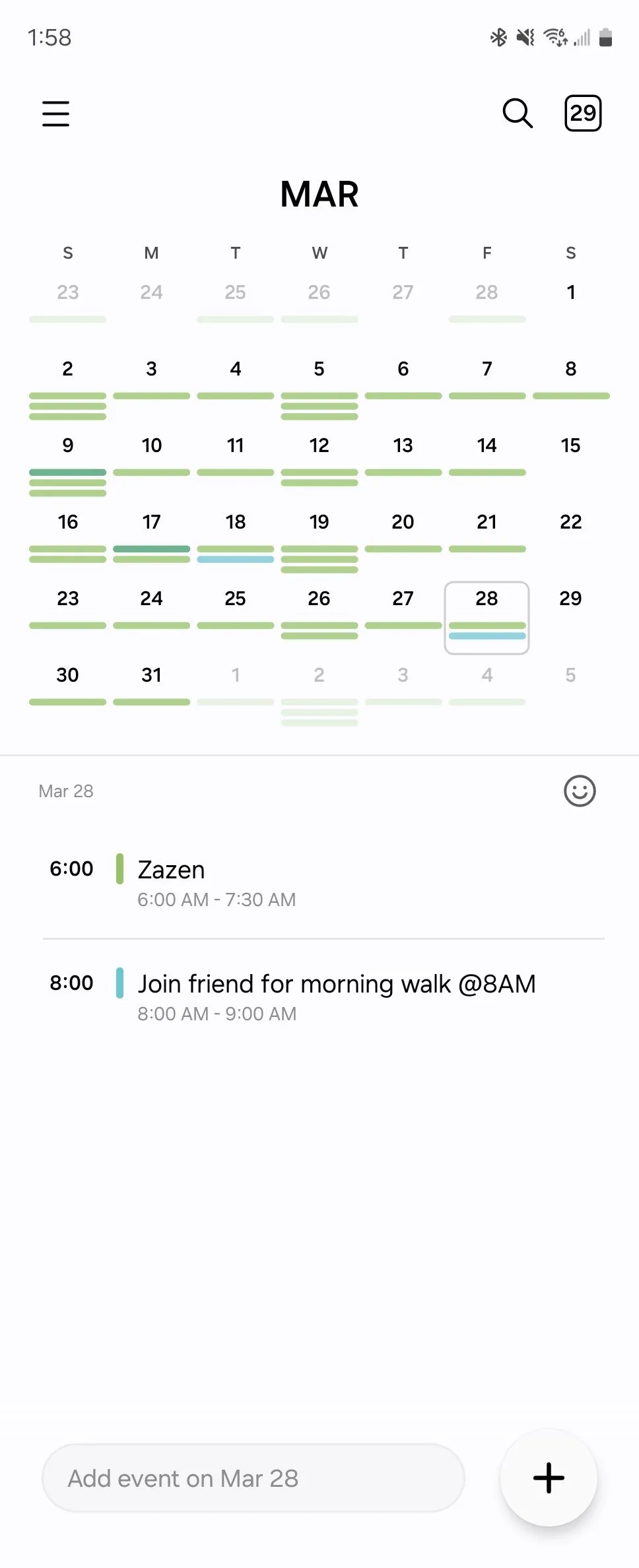 Ví dụ về một sự kiện đã được tạo tự động trong Samsung Calendar sau khi sử dụng tính năng nhập liệu thông minh, minh họa hiệu quả của tính năng này.