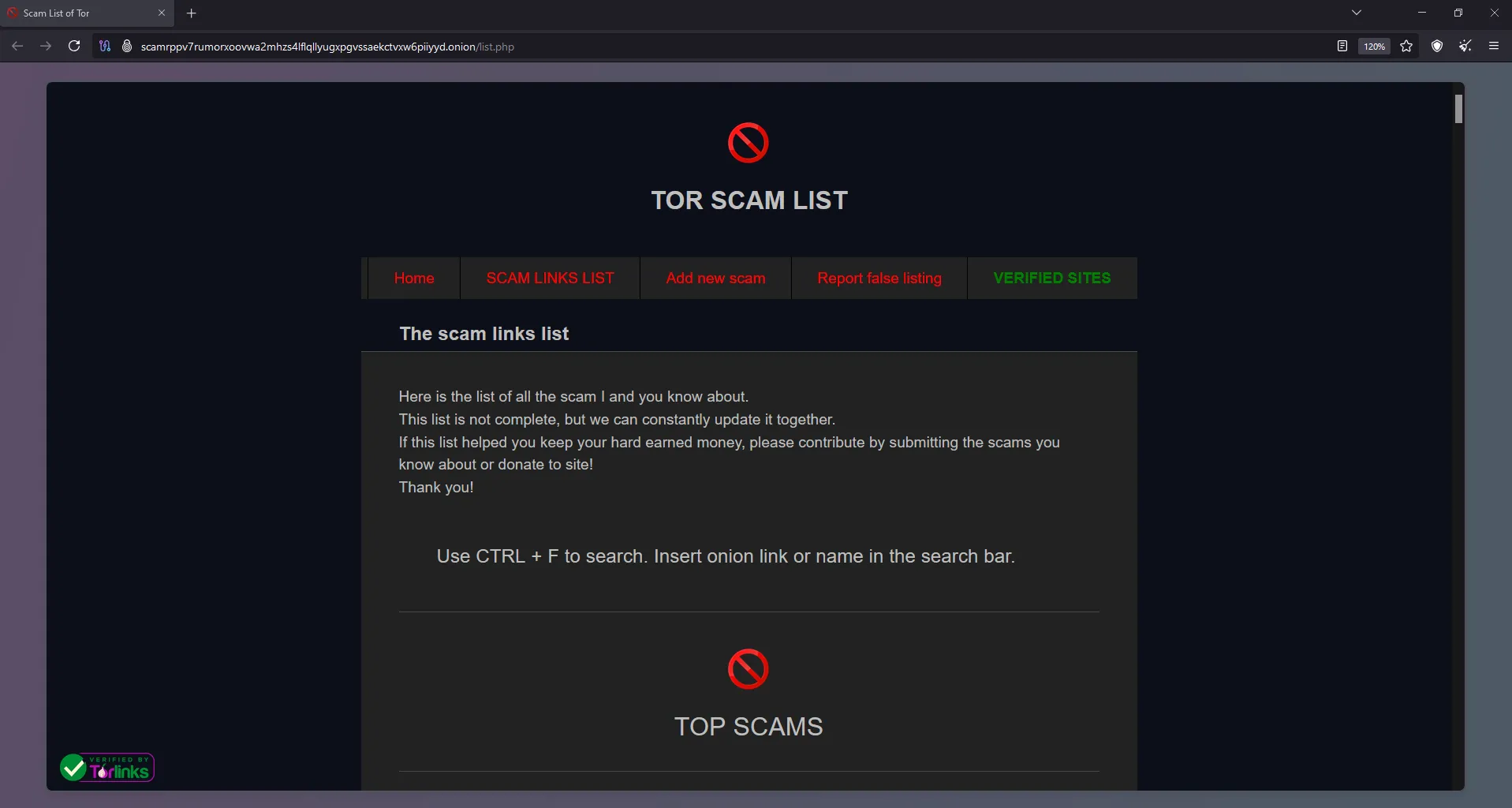Ví dụ về một trang web lừa đảo trên dark web, cần tránh xa để bảo vệ thông tin cá nhân