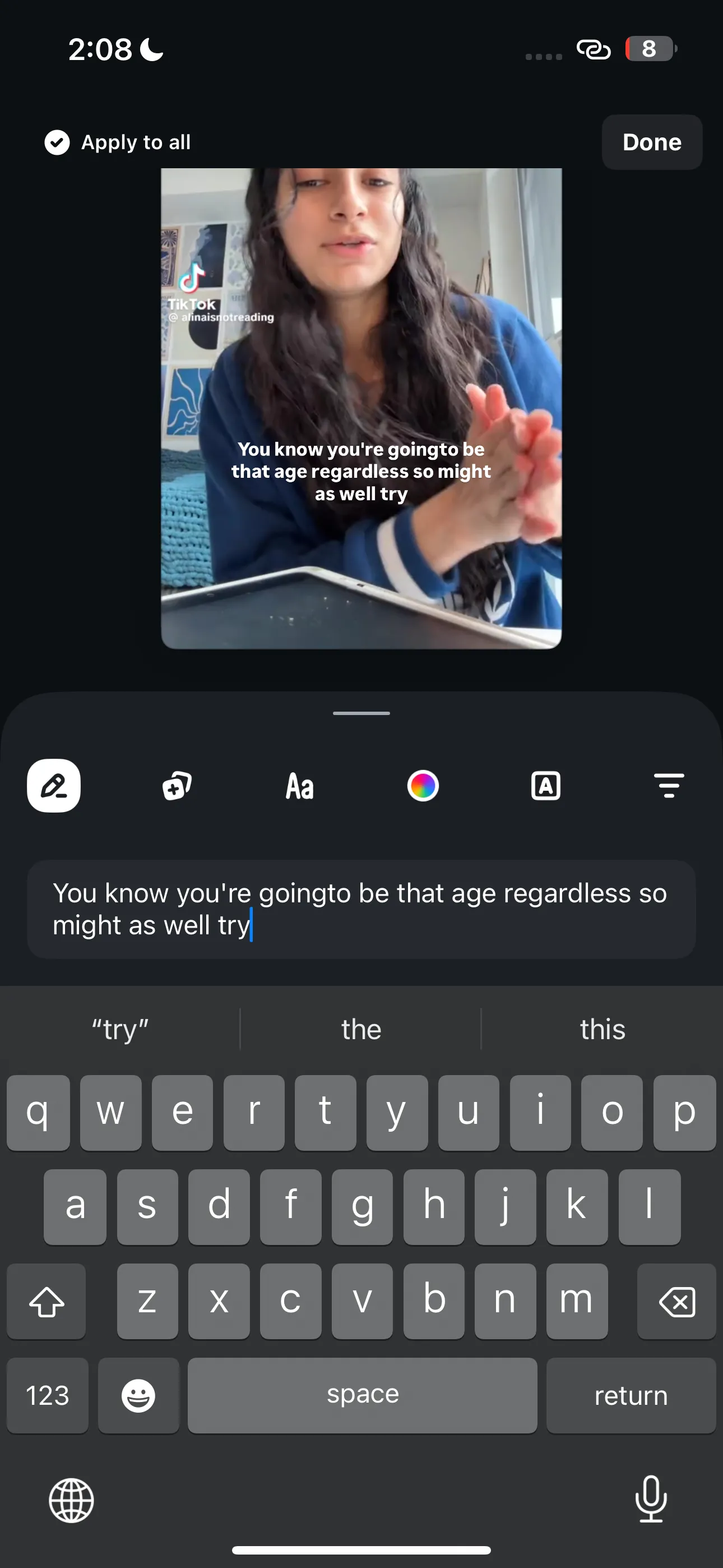 Ví dụ về phụ đề tự động được tạo bởi tính năng auto-captioning trong ứng dụng Edits