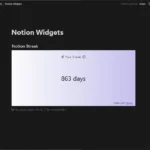 Widget Notion Streak đang hiển thị chuỗi ngày làm việc liên tục
