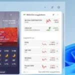 Widget thời tiết trên bảng điều khiển tiện ích Windows 11 hiển thị nhiệt độ và dự báo chi tiết.