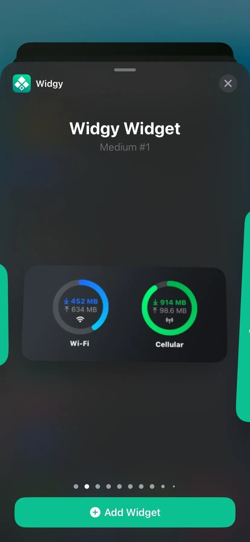 Widget Widgy tùy chỉnh trên màn hình iPhone hiển thị thông tin đa dạng.
