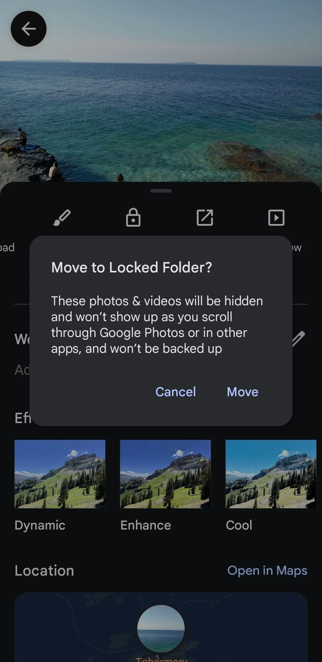 Xác nhận chuyển ảnh vào Thư mục bị khóa trong ứng dụng Google Photos