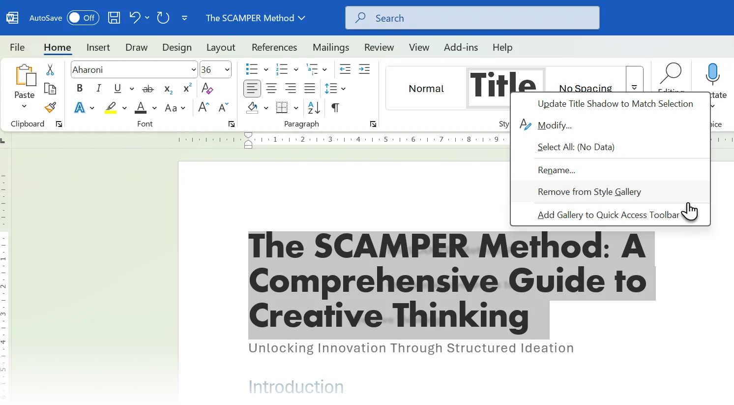 Xóa một kiểu khỏi thư viện trong Microsoft Word